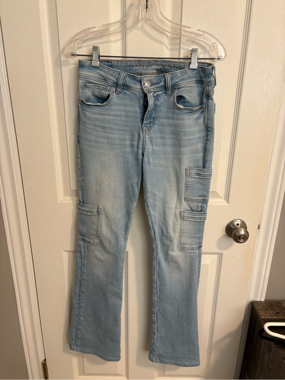 American Eagle Outfitters Light Blue Flare Cargo Jeans